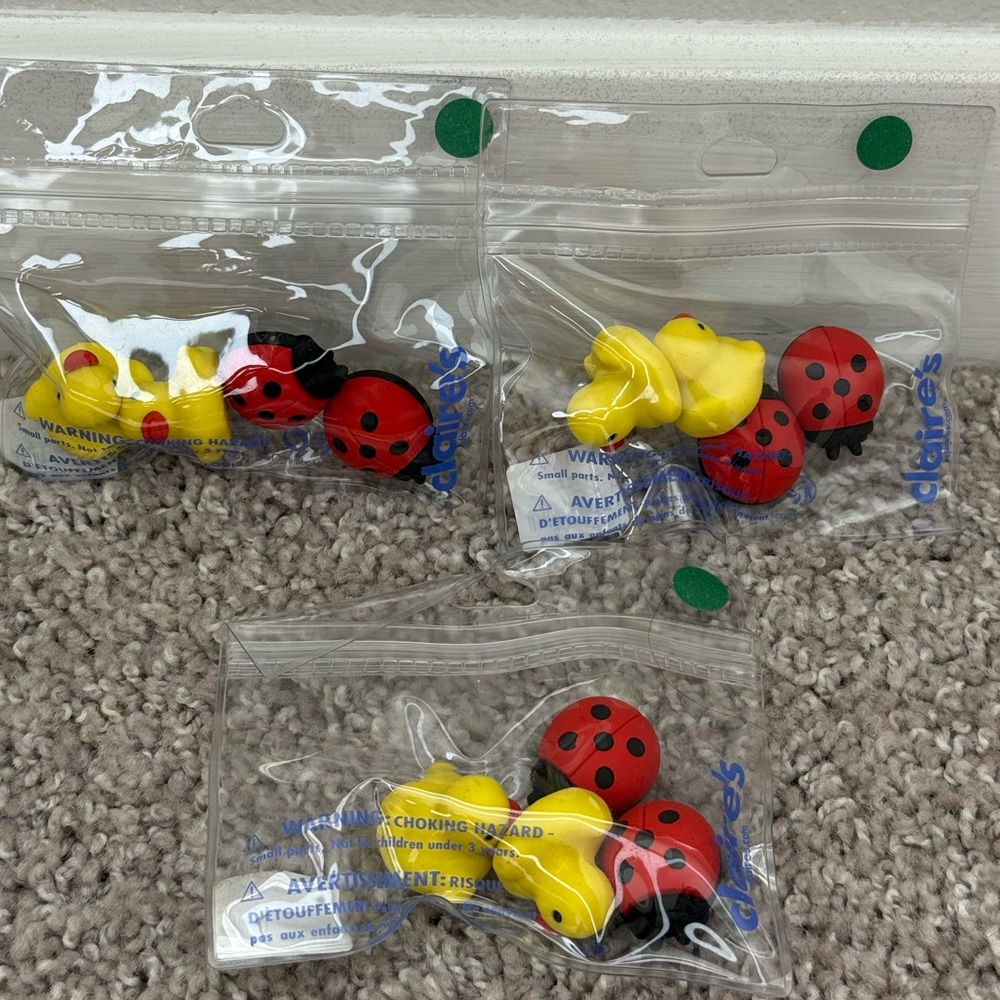 Colorful Ladybug and Duck Eraser Set of 3